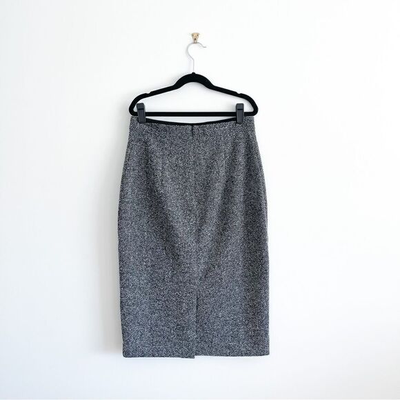 Banana Republic Skirt Herringbone Black Pencil Women's 2 Back Zip Vented - Picture 2 of 9